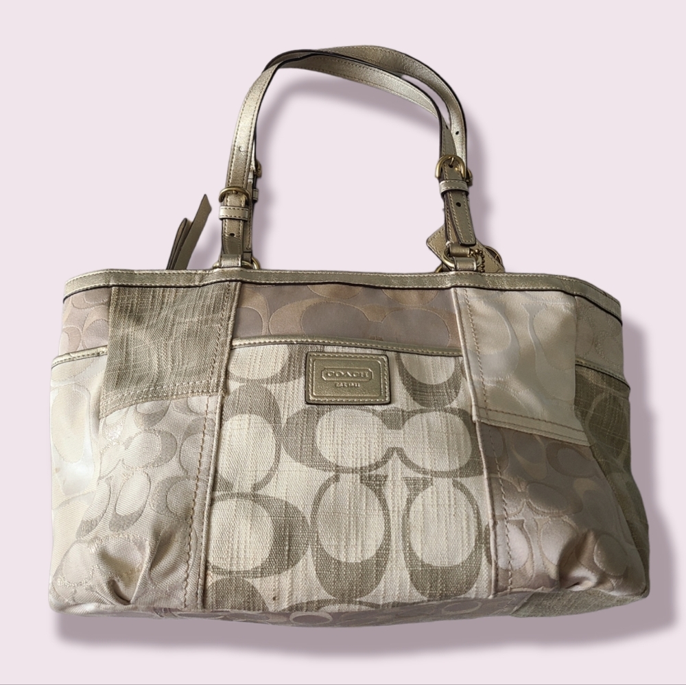 Coach Purse, Multi Metallic Gold Patchwork Galler… - image 1